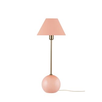 zdjęcie Wysoka lampa stołowa kula szklana Iris różowa